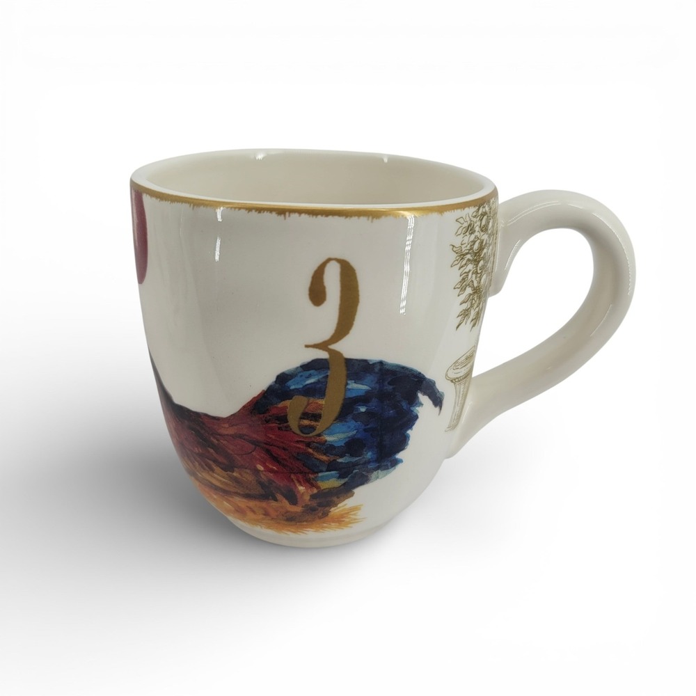 Williams Sonoma 12 Days Christmas Gold Numbers Mug 2012 3 & 5 Coupe - Picture 2 of 5
